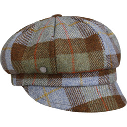 Czapka Kaszkiet Liasca Wool Check by Lierys, brązowo-niebieski, One Size