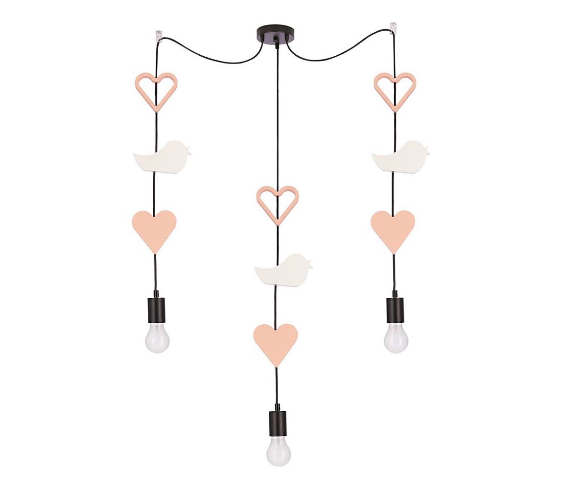 Dziecięca lampa wisząca TRIO 3xE27/20W/230V różowy/biały