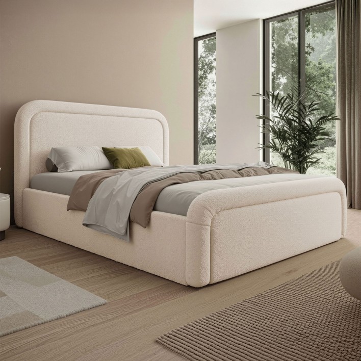 Łóżko tapicerowane z pojemnikiem SFG0154 160x200 Boucle Cream #33