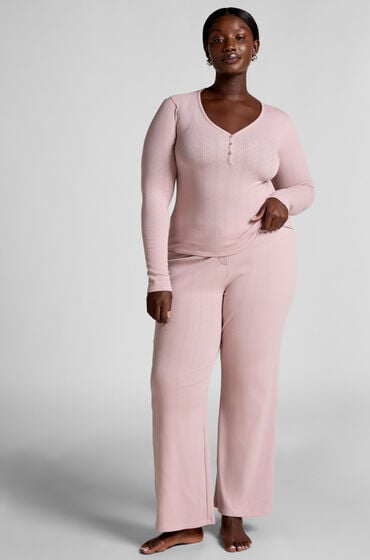 Hunkemöller Top od piżamy Henley Różowy