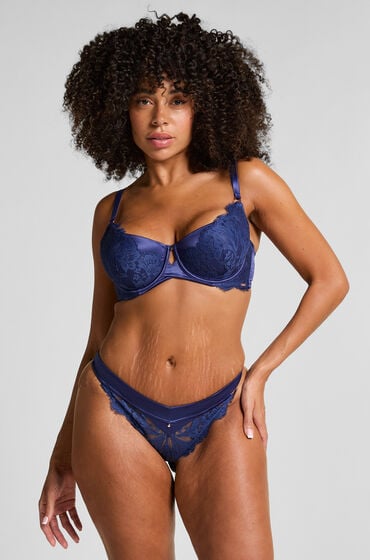 Hunkemöller Stringi Grace z wysokim wycięciem Niebieski