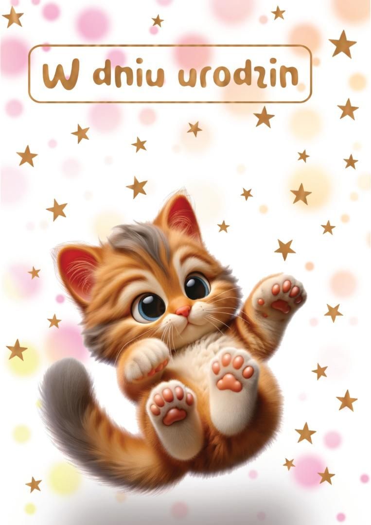 Kartka okolicznościowa W dniu urodzin kot - artykuł papierniczy