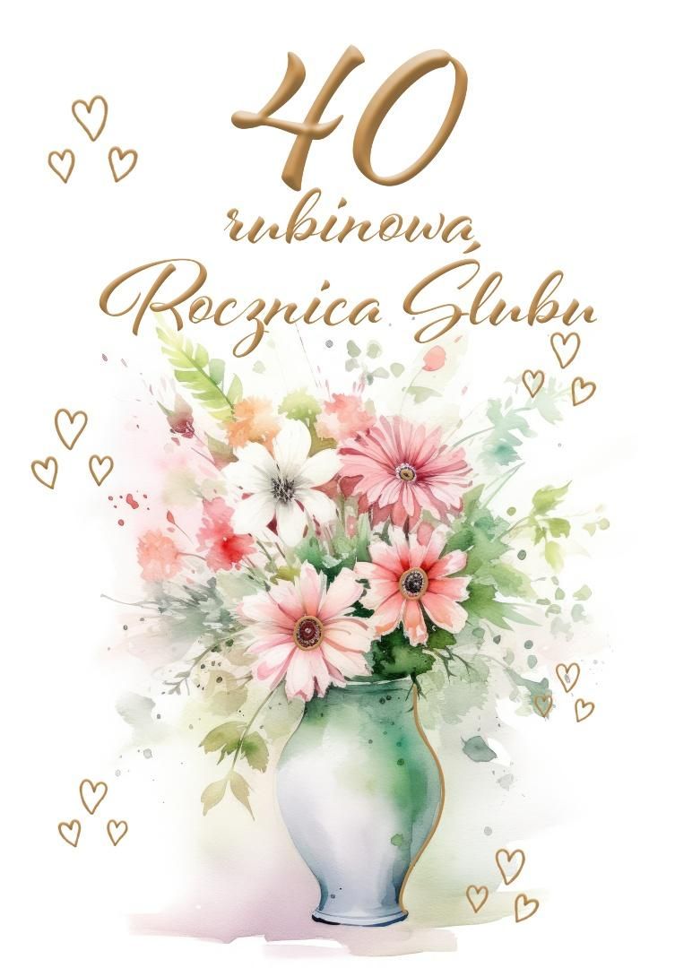 Kartka okolicznościowa Rocznica ślubu 40 - artykuł papierniczy