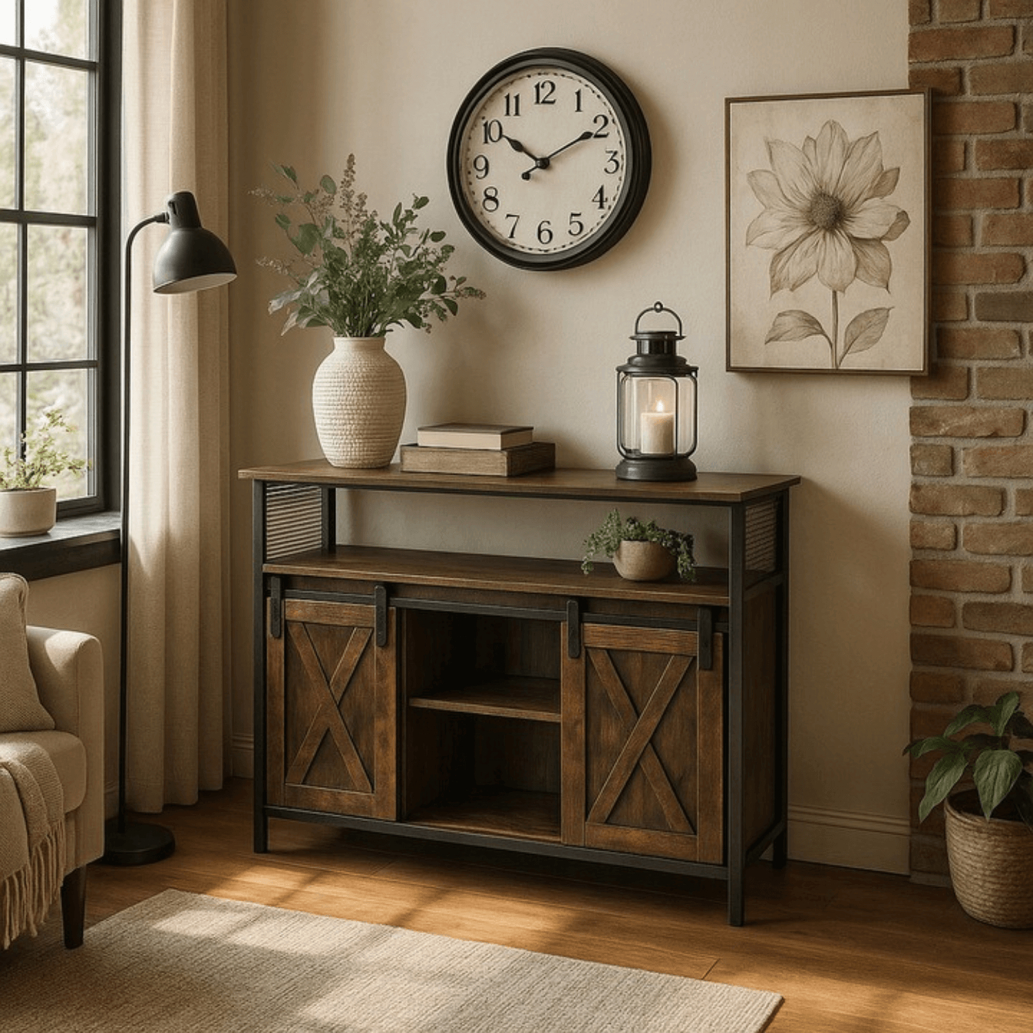 Komoda ARLO 100 cm z Półkami Dąb Rustykalny/Czarny Industrialna