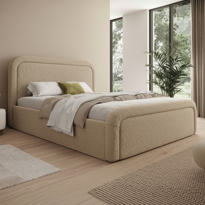 Łóżko tapicerowane z pojemnikiem SFG0154 140x200 Boucle Ciemny beż #4