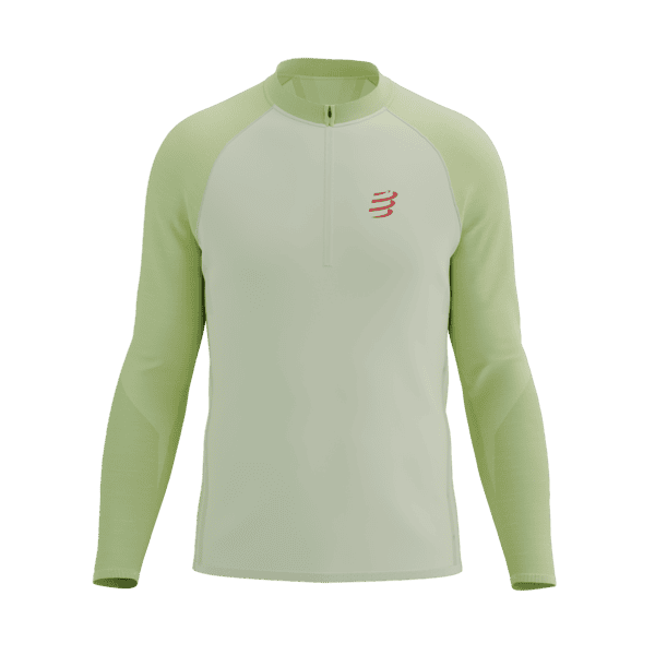 COMPRESSPORT Koszulka biegowa męska TRAIL HZ LS T-SHIRT sugar/shadow lime