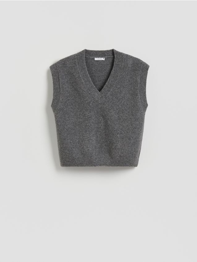 Reserved - Kamizelka z domieszką wełny - szary