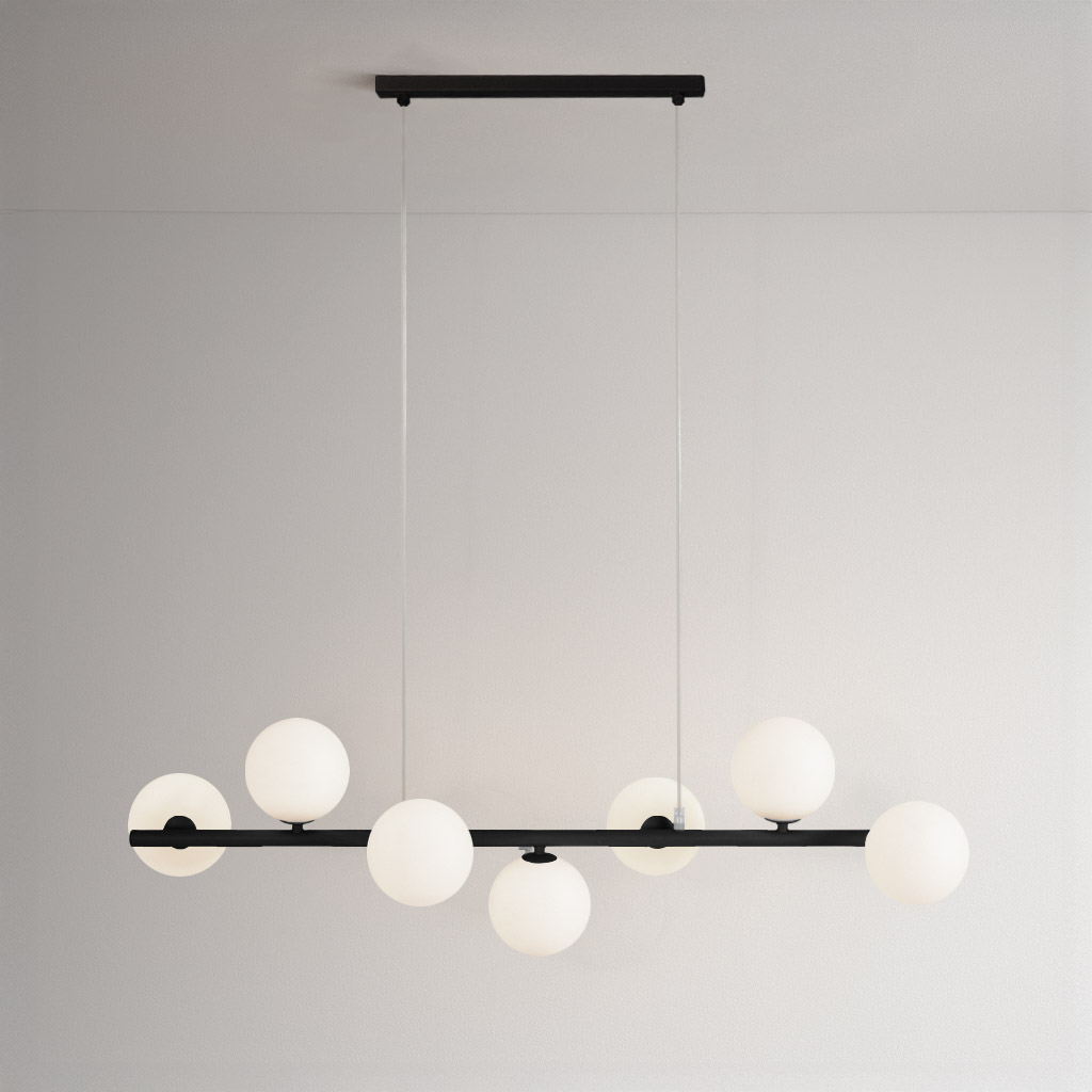 Lampa wisząca z kloszami dookoła czarnej podstawy K-5852 z serii FILO