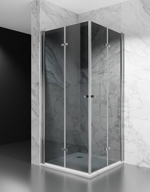 Swiss Liniger Kabina prysznicowa składana 75x75 cm szkło 6mm grafitowe profile chrom