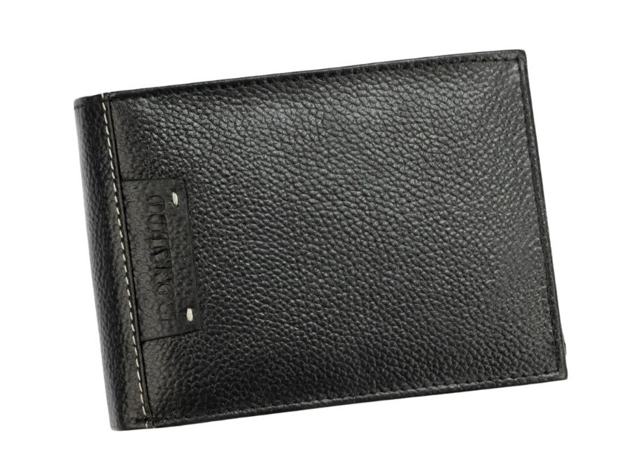 Portfel Męski Polska Galanteria (PL) Skóra Licowa Duży Poziomy Bez Zapięcia RFID N992 CZARNY 13 x 9,5 x 2,5 [cm]