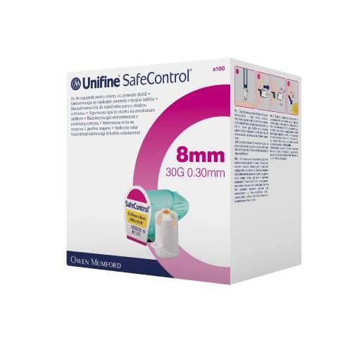 Unifine SafeControl 8 mm 30G 0.30 mm Bezpieczna igła do wstrzykiwacza z podwójną ochroną, 100 szt. -> Wysyłka 1,99 - odbiór w Żabce