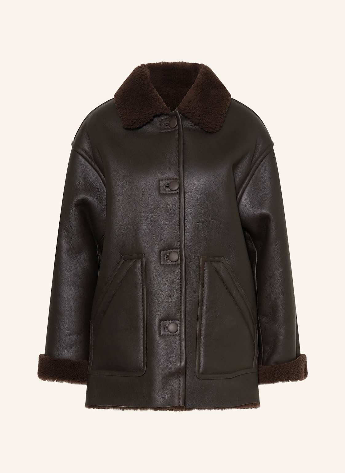 Sandro Płaszcz Skórzany braun