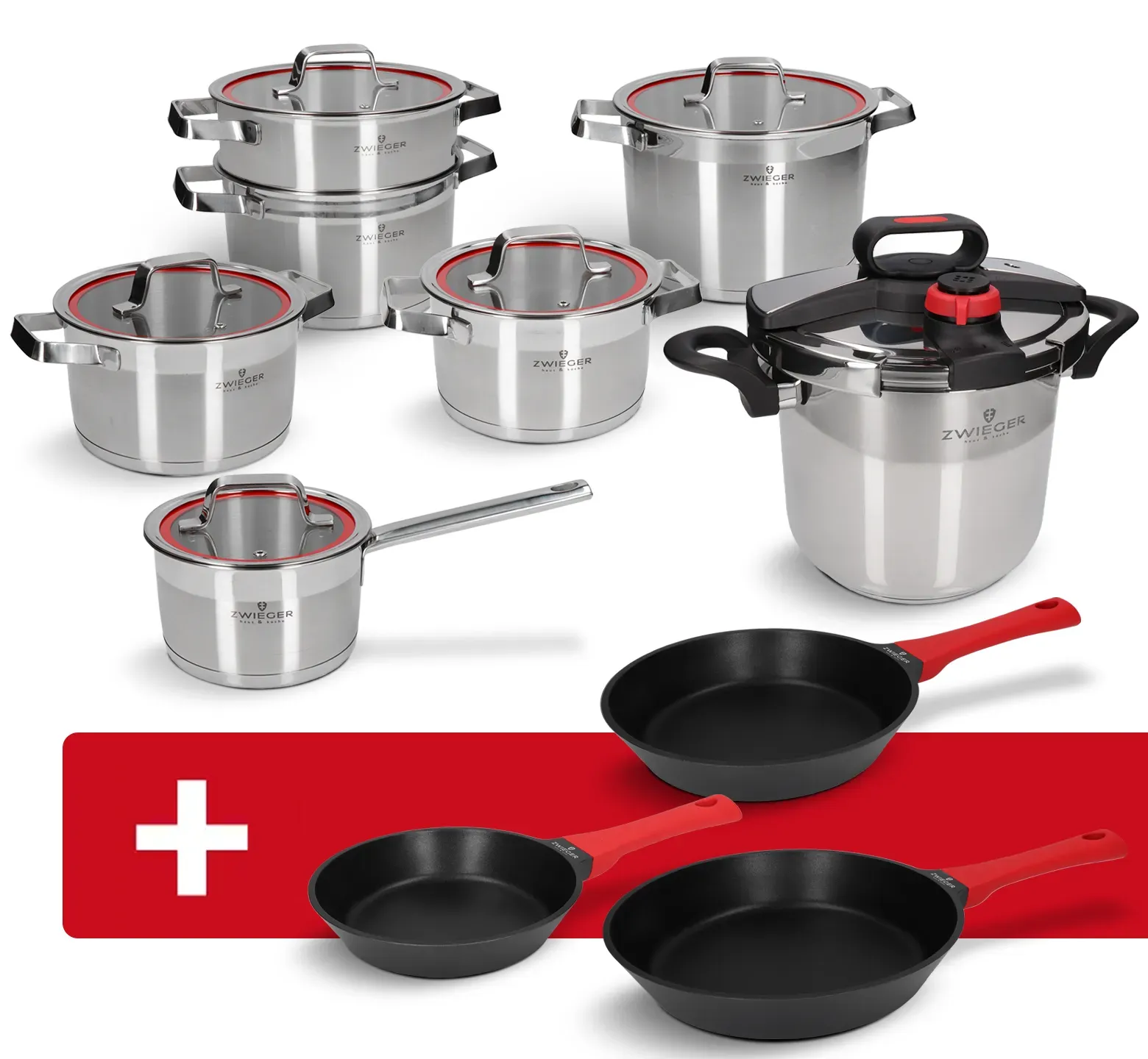 Zestaw garnków i szybkowar 13 el. Klassiker + Patelnie 3 el. Obsidian