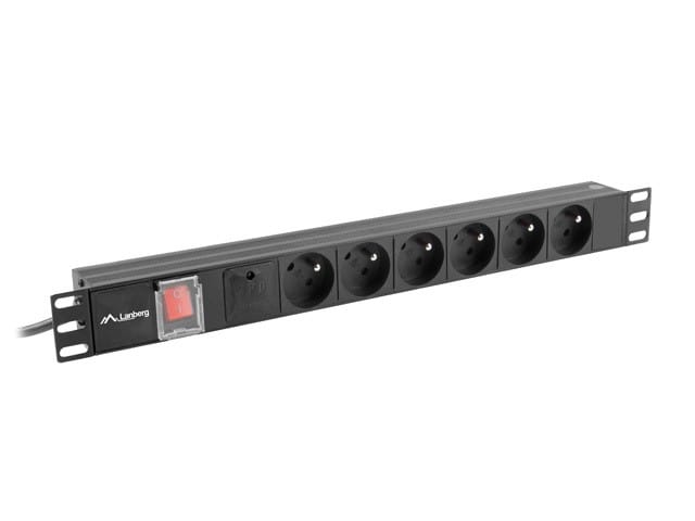 Lanberg listwa zasilająca rack PDU 19'' 1U 10A 6x PL 2m czarna C14 PDU-06E-0200-IEC-BK