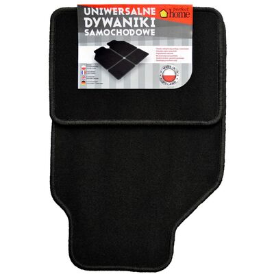 Komplet uniwersalnych dywaników samochodowych 4 sztuki obszywany kolorowa obwódka czarny