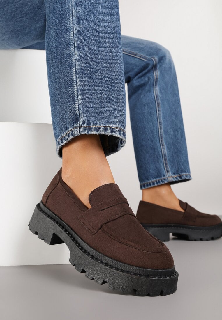 Brązowe Casualowe Mokasyny Vices na Grubej Podeszwie Viara