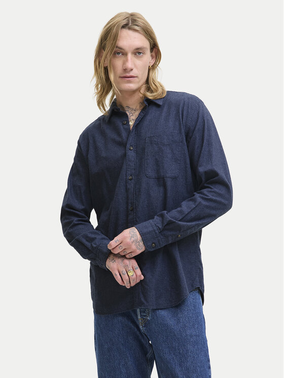 Jack&Jones Koszula Classic Melange 12278416 Granatowy Regular Fit