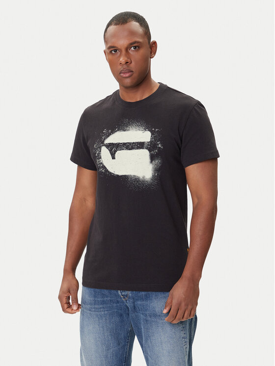 G-Star Raw T-Shirt Spray Logo D26833-D101 Czarny Regular Fit
