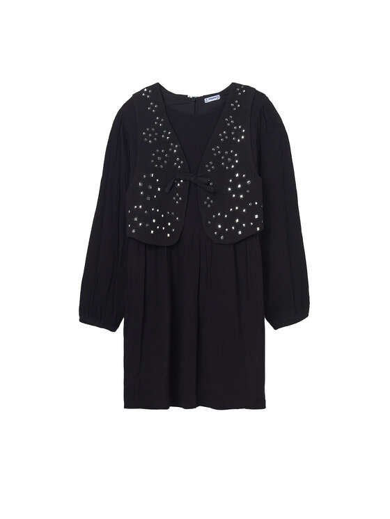 Mayoral Sukienka codzienna 7910 Czarny Regular Fit