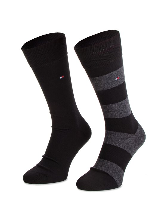 Tommy Hilfiger Zestaw 2 par wysokich skarpet unisex 342021001 Czarny