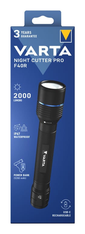 Varta Night Cutter Pro F40R Czarny Latarka ręczna LED