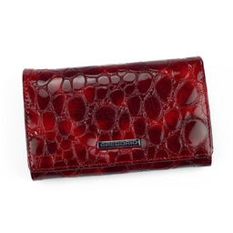 Portfel Damski Skórzany GREGORIO Średni Z Klamrą Lakierowany FZ-101 CZERWONY 15,5 x 9,5 x 4 [cm]