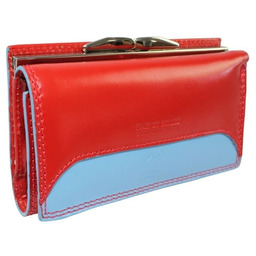 Portfel Damski Skórzany Harvey Miller Skóra Bydlęca Klamra 14 cm PL10 CZERWONY 14,5 x 9 x 3,5 [cm]