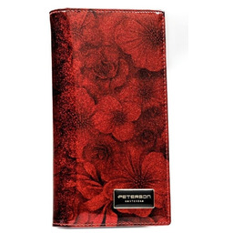 Portfel Damski Skórzany Peterson Lakierowany Długi Z Suwakiem Na Zewnątrz PTN-PS1431 CZERWONY 19,5 x 10 x 3,5 [cm]