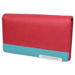 Portfel Damski Skórzany GREGORIO Średni Z Klamrą FRZ-101 CZERWONY/MORSKI 15,5 x 9,5 x 4 [cm]