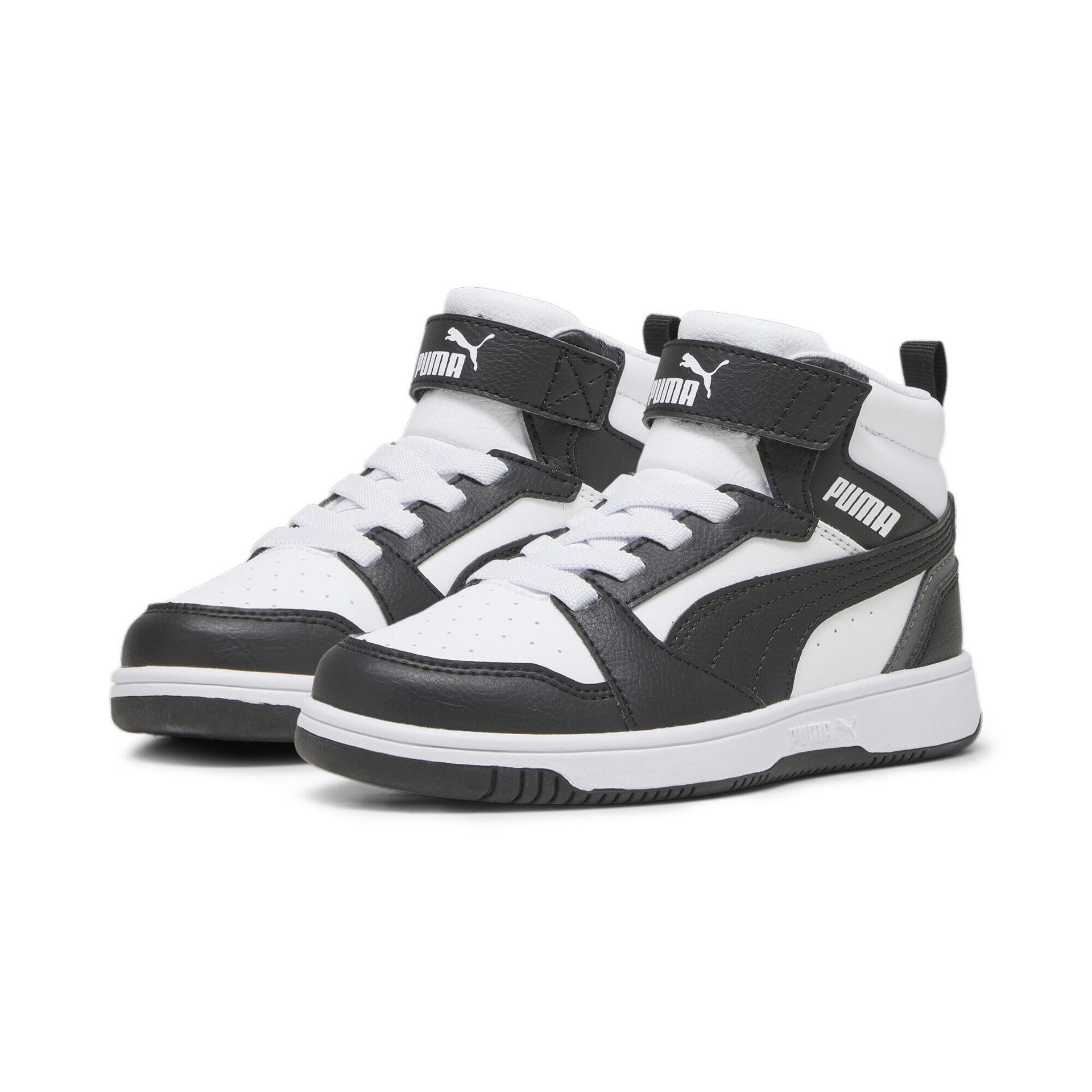 Dziecięce sneakersy Rebound V6 Mid PUMA White Black Shadow Gray