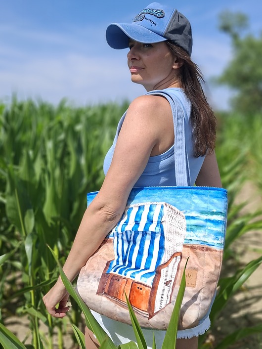 Pikowana duża torba shopper Sopot