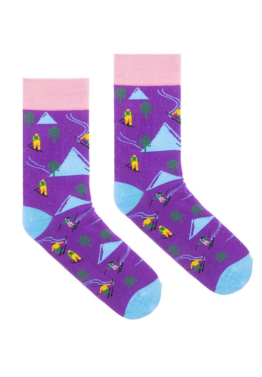 Narciarze kolorowe skarpetki we wzory bawełna organicznaKabak