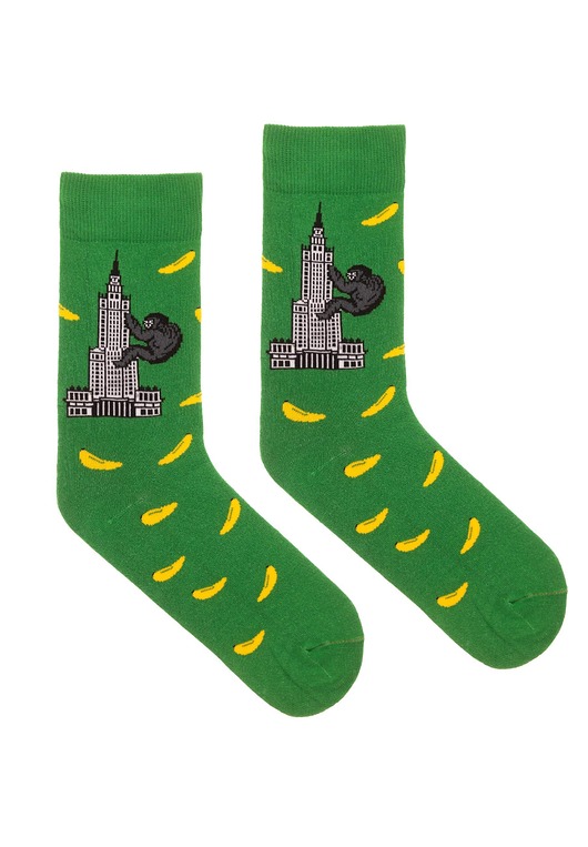 Pałac Kultury z King Kongiem kolorowe skarpetki bawełna organicznaKabak