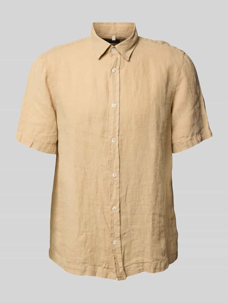 Koszula lniana o kroju regular fit z kołnierzykiem typu kent