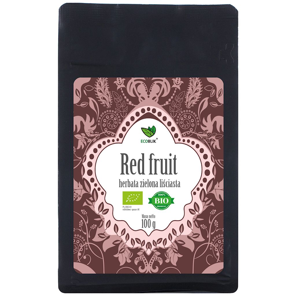 Ecoblik Herbata zielona liściasta czerwone owoce 100 g Bio - herbata