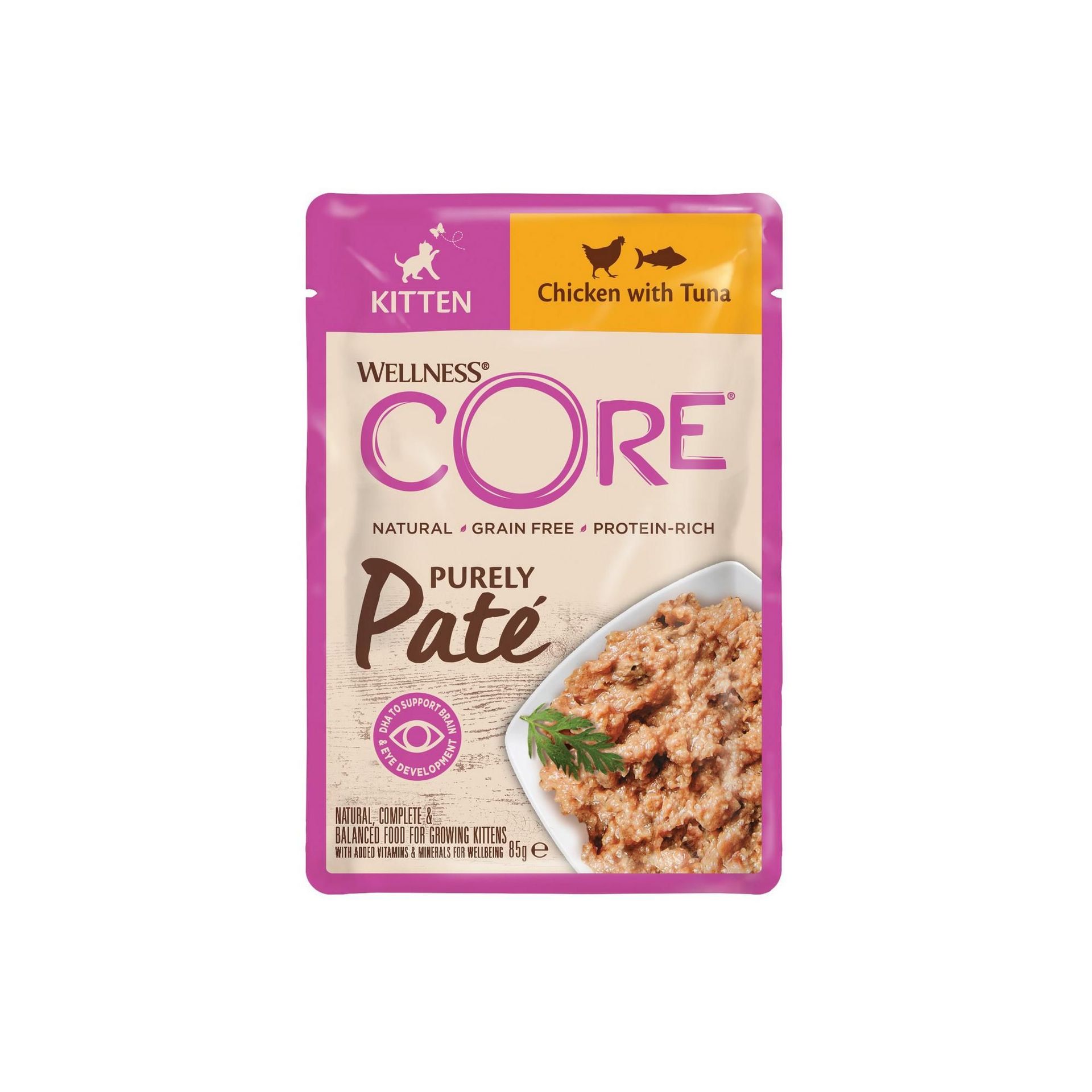 Core Purely Pate Kitten, karma mokra, dla kociąt, kurczak i tuńczyk, saszetka - karma dla zwierząt