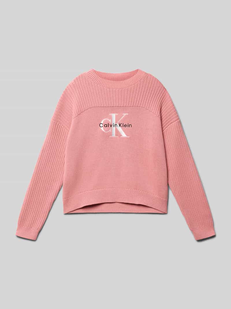Sweter z dzianiny z wyhaftowanym logo