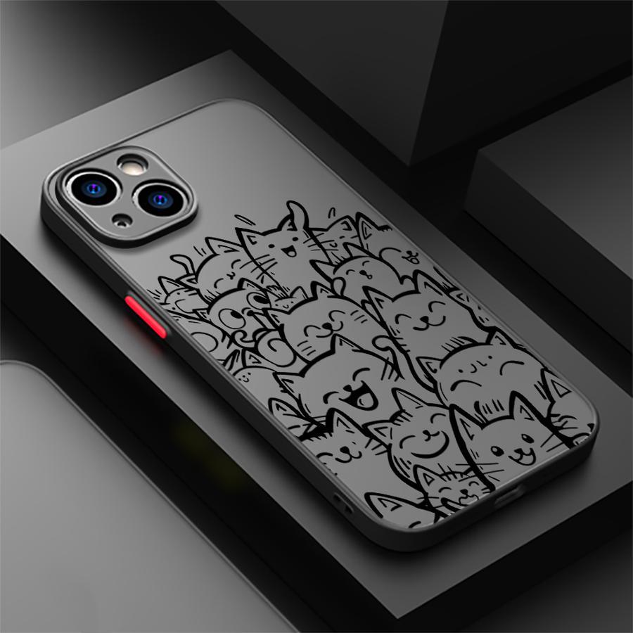 TEMU Etui na telefon: Modne etui z kotem dla Apple iPhone 16 Pro Max 12 14 Plus 15 15 14 13 12 11 7 8 X/ Max XR Pokrowiec Obudowa