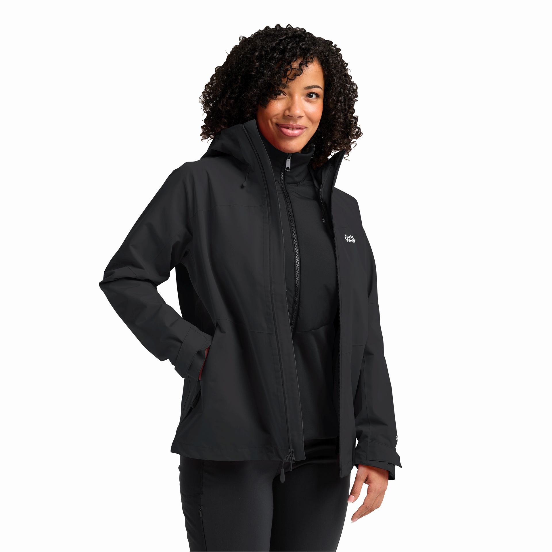 Damska kurtka ocieplana 3w1 Jack Wolfskin WILD PLACES 3IN1 JKT W black - XS