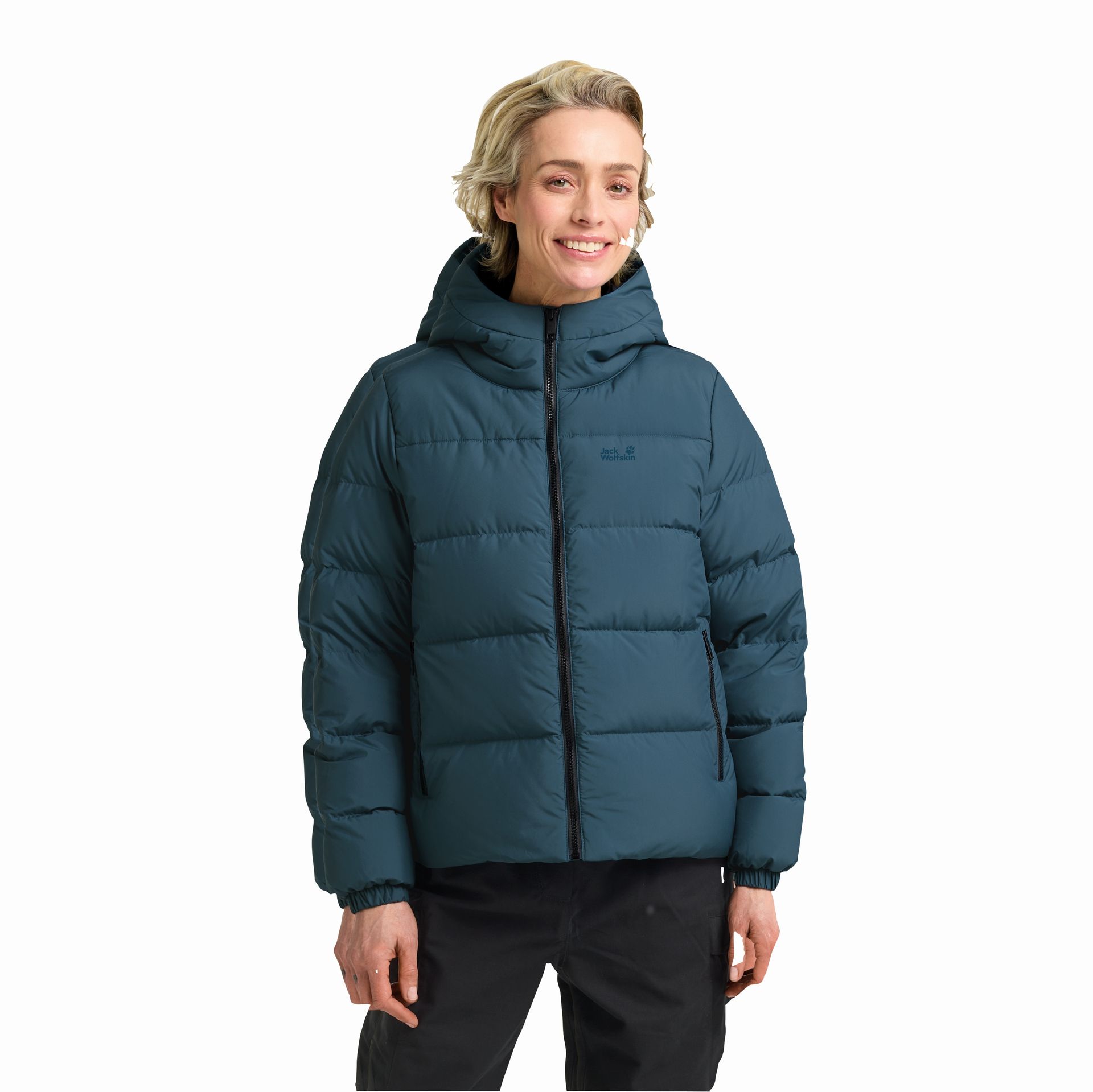 Damska wiatroszczelna kurtka puchowa Jack Wolfskin FROZEN PALACE JKT W RDS aluminium blue - 2XL
