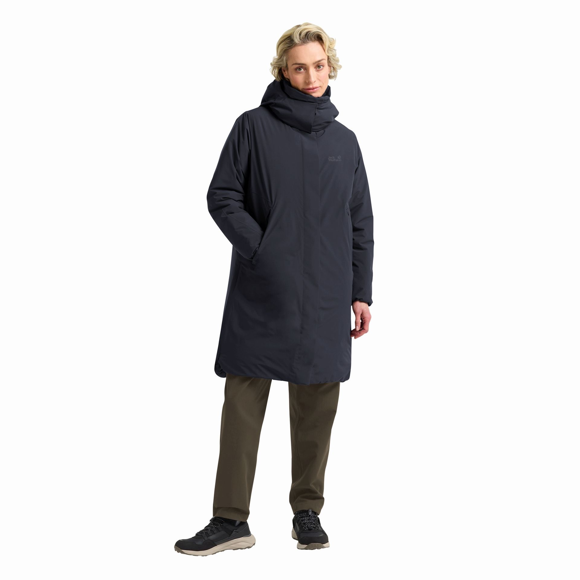 Długi płaszcz puchowy Jack Wolfskin FROST HAVEN COAT W dark navy - XS