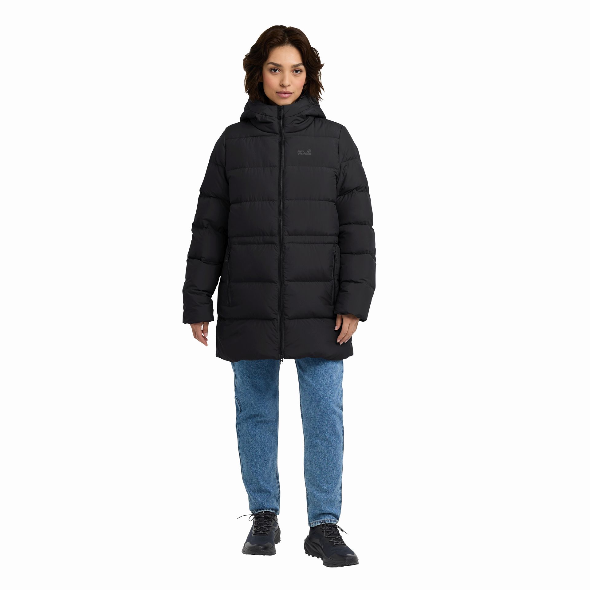 Damska kurtka puchowa Jack Wolfskin FROZEN PALACE LONG JKT W RDS black - XS