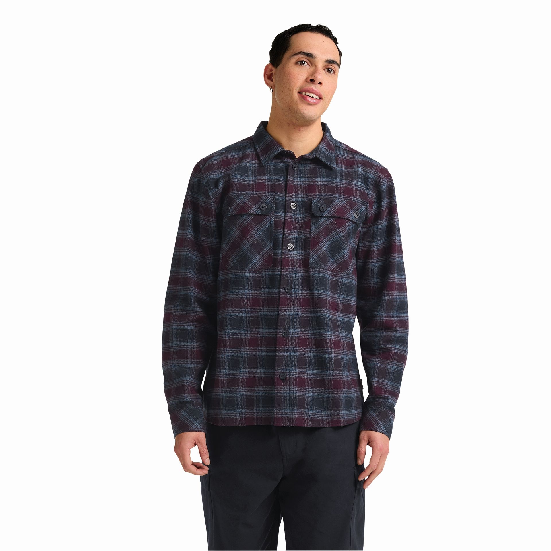 Męska koszula flanelowa Jack Wolfskin BAJA FLANNEL SHIRT M CHECK dark navy - M
