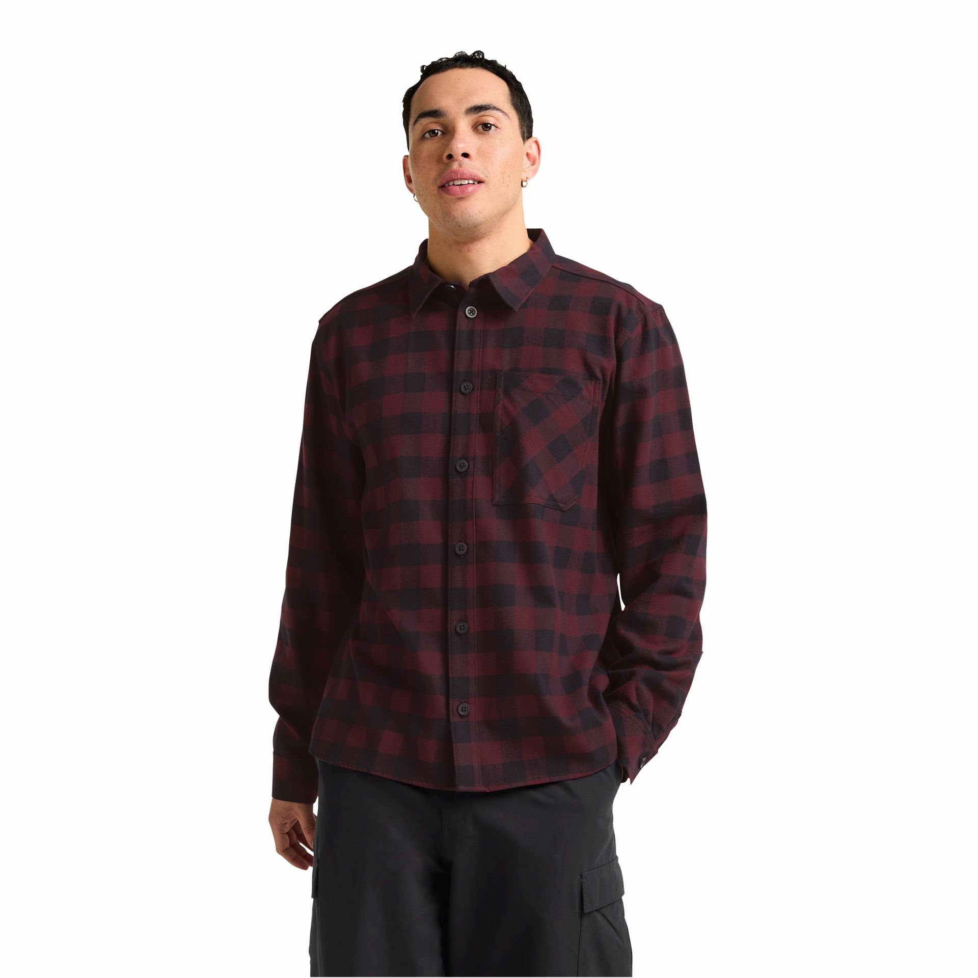 Męska koszula flanelowa Jack Wolfskin LITE FLANNEL SHIRT M CHECK amaranth - 3XL