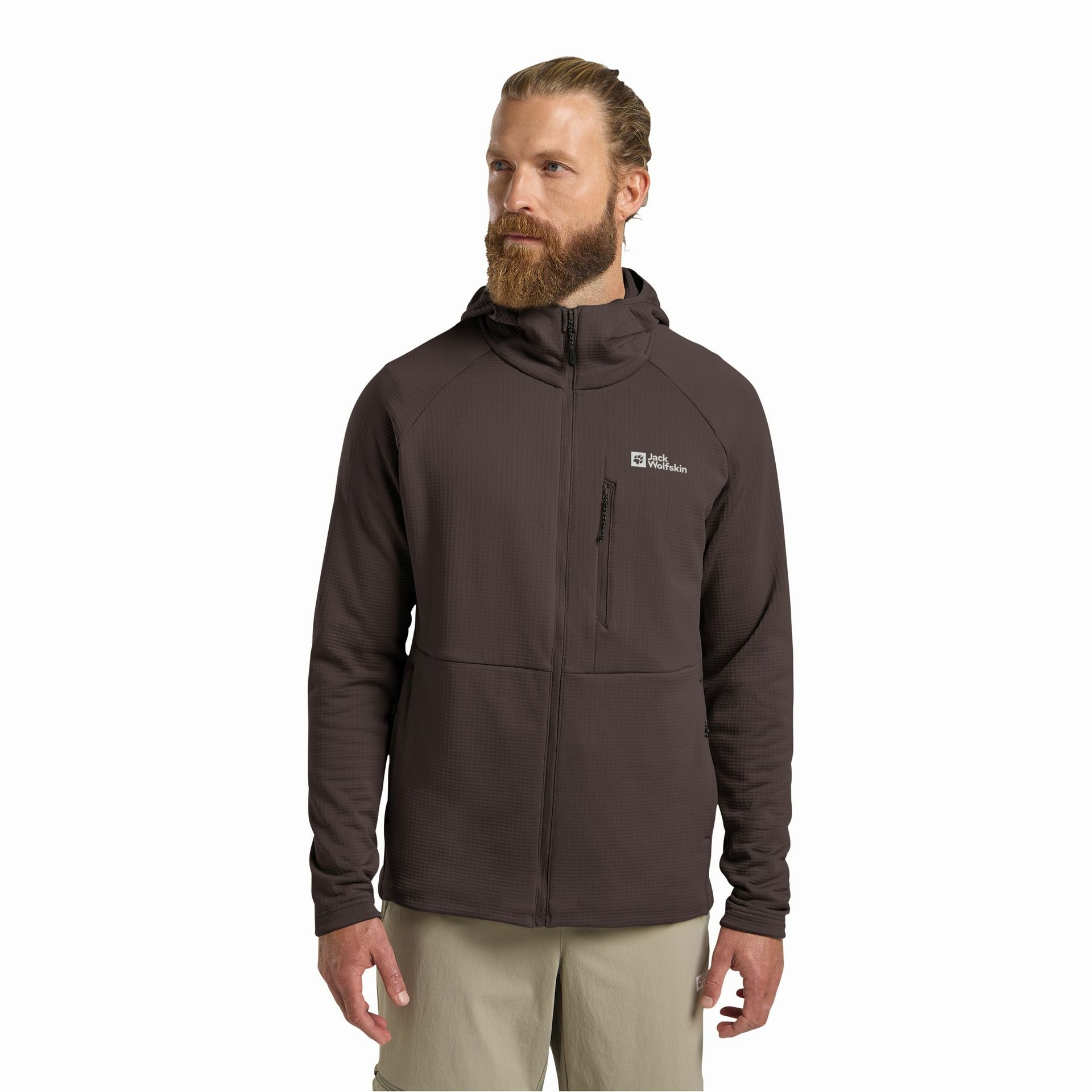Męska kurtka polarowa Jack Wolfskin KOLBENBERG HOODED FZ M peat - S