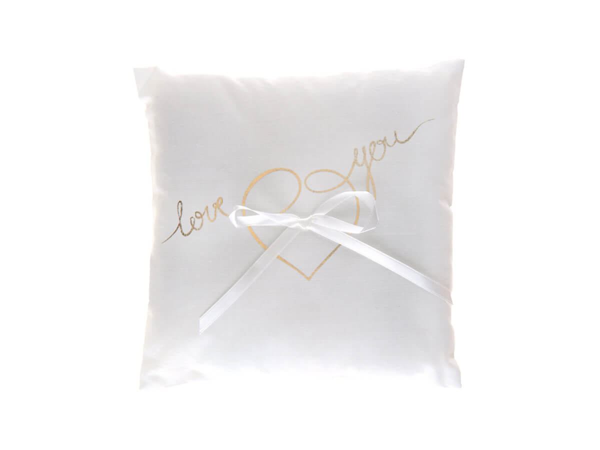 Poduszka pod obrączki biała z napisem Love you - 1 szt.