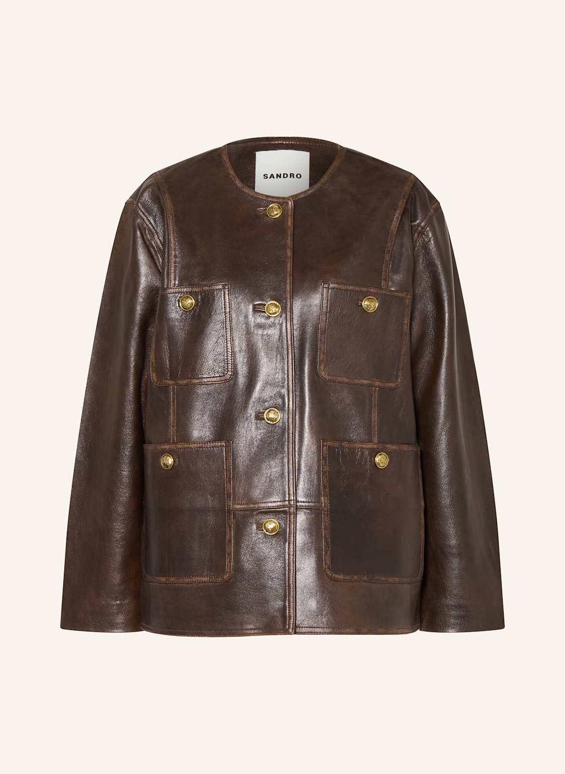 Sandro Kurtka Skórzana schwarz