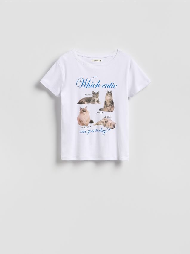 Reserved - T-shirt z nadrukiem - biały