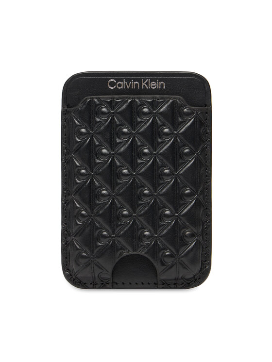 Calvin Klein Etui na karty kredytowe Aop Leather Magnetic Card Case LV04F1100G Czarny