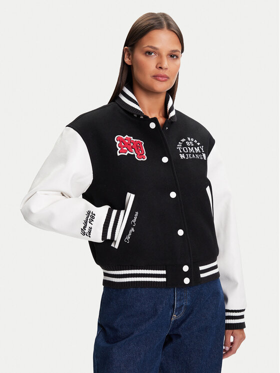 Tommy Jeans Kurtka bomber Varsity DW0DW21628 Czarny Regular Fit